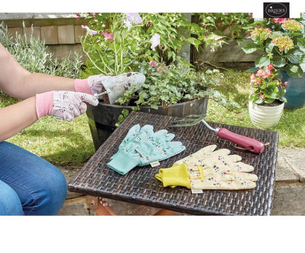 Briers Cotton Grip Gloves Posies x 3 Size Medium - Image 2