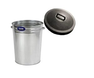 HomeHardware Galvanised Tapered Dustbin + Rubber Lid