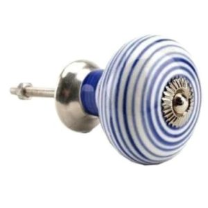 Blue & white Ceramic Drawer Knob, 5cm