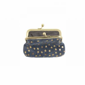 Artebene Clip Coin Pouch Velvet Blue With Gold Spots