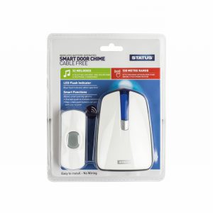 Status Door Chime White Battery Operated with strobe Wirefree