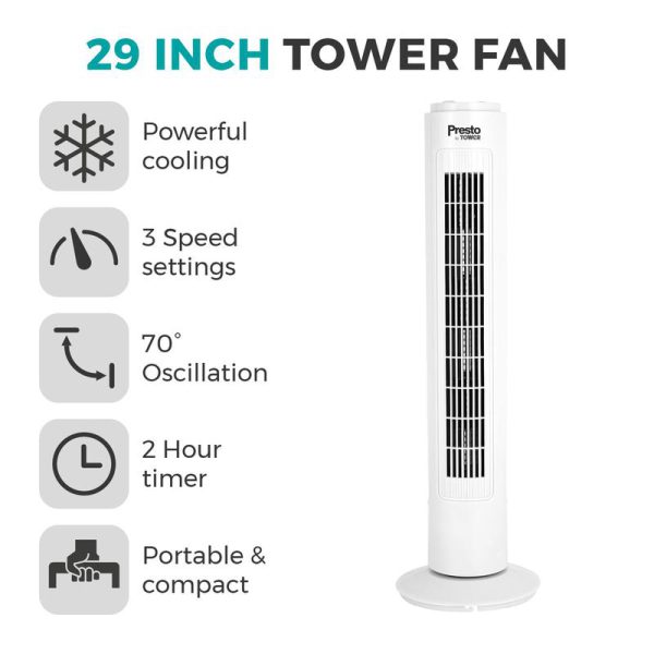 Tower Presto 29 Inch Tower Fan White PT627000 - Image 2