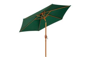 HomeHardware Weatherproof Parasol + Crank & Tilt Wood Green 2.5m