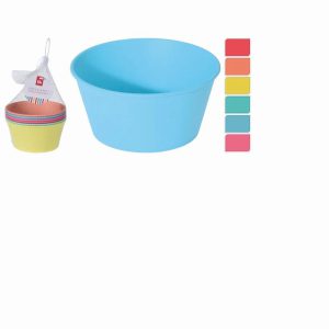 ExcellentHousewares Plastic Bowl Set 6 Piece Assorted Colours