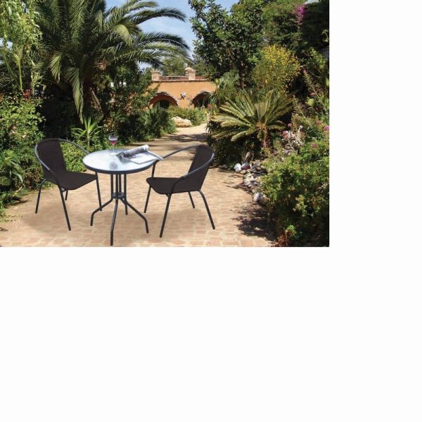HomeHardware Steel Rattan Bistro Set 3 Piece Black