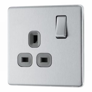 BG FBS21G  Stainless Steel Single Switched 13A Socket