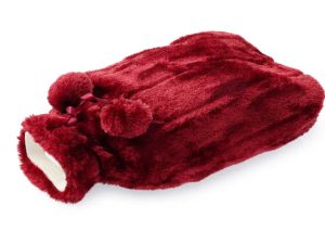 Hot Water Bottle Fur Cover Burgundy  HW011