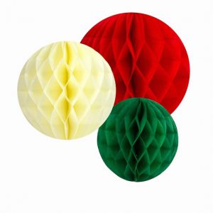 Christmas Paper Honeycomb Decorations – 3 Pack