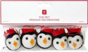 Penguin Felt Tree Decorations – 5 Pack