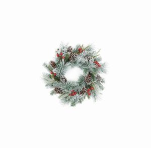 60cm Flocked Wreath With Berries and Cones