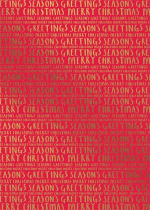 Christmas Roll Wrap Text Red 3m
