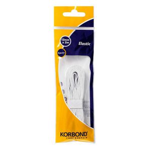 Korbond White Elastic 12mm x 2m