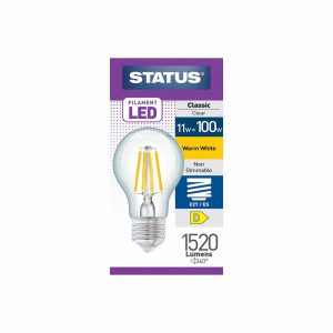 11w = 100w = 1521 lumens – Status – Filament LED – A70 GLS – ES