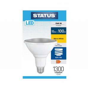 15w = 100w = 1400 lumens – Status – PAR 38 – E27