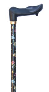 Orthopaedic Cane Black Floral Left