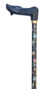 cane orthopaedic adjustable black floral rights hand