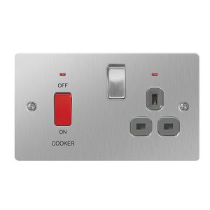 BG 45A Cooker Switch and 13A Socket Flatplate Stainless SBS70G