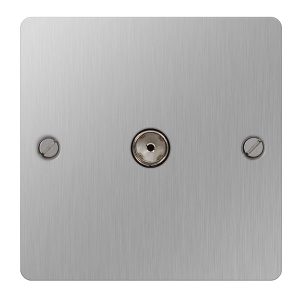 BG Flatplate Single TV Co-Axial Socket Stainless Steel