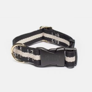 Dog Collar Black / Cream Stripe M/L