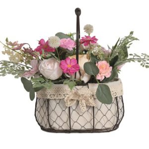 Floral Basket Pink 50cm 31203