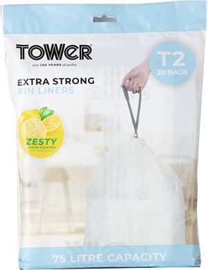 Tower T878001 75L Lemon Scented Bin Liners