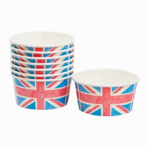 Royal Union Jack Flag Paper Ice Cream Cups – 8 Pack