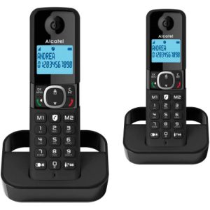 Alcatel F860 Cordless Phone, Twin Pack, Black
