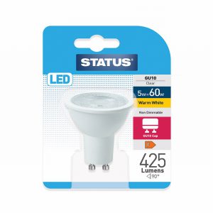 Status 5w/ 60w 425 lumens LED GU10 38°  Clear Warm White
