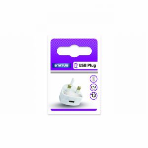 Status USB Charging Port Power Adaptor – White Plug – 2100mA