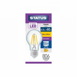 Status 6.5w = 60w = 806 lumens Dimmable Filament LED GLS