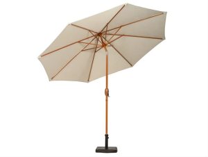 Waterproof Parasol + Crank & Tilt Wood Ivory 3m 735316