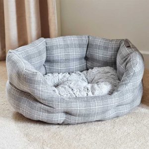 Grey Plaid S Oval Bed