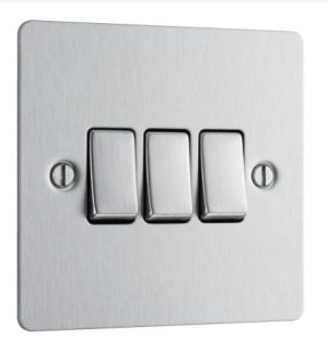 BG Brushed Steel 20A 2 way 3 gang Light Switch