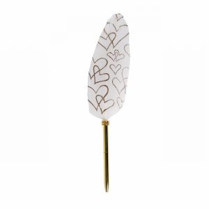 Feather pen hearts white gold
