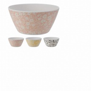 Melamine Bowl Pastel Foliage Small- Assorted colours