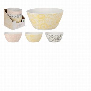 Melamine Bowl Pastel Foliage Large- Assorted colours