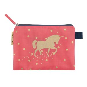 Cosmetic bag unicorn dots melon gold
