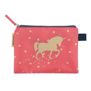 Cosmetic bag unicorn dots melon gold