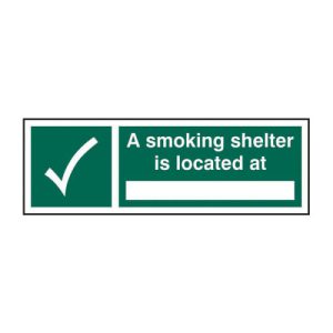 ‘A Smoking Shelter Is Located At’ Sign, Self-Adhesive Vinyl (300