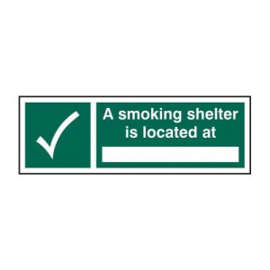 ‘A Smoking Shelter Is Located At’ Sign, Self-Adhesive Vinyl (300