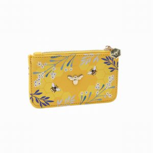 Beekeeper Yellow Bee Card Holder Wallet Purse | Floral Print