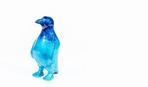 Brushed Aqua Penguin Large 12 cm