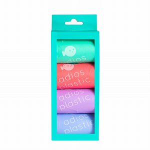 Adios Poo Bags Non Handled Rainbow Rolls (4 Rolls x 15 Bags)