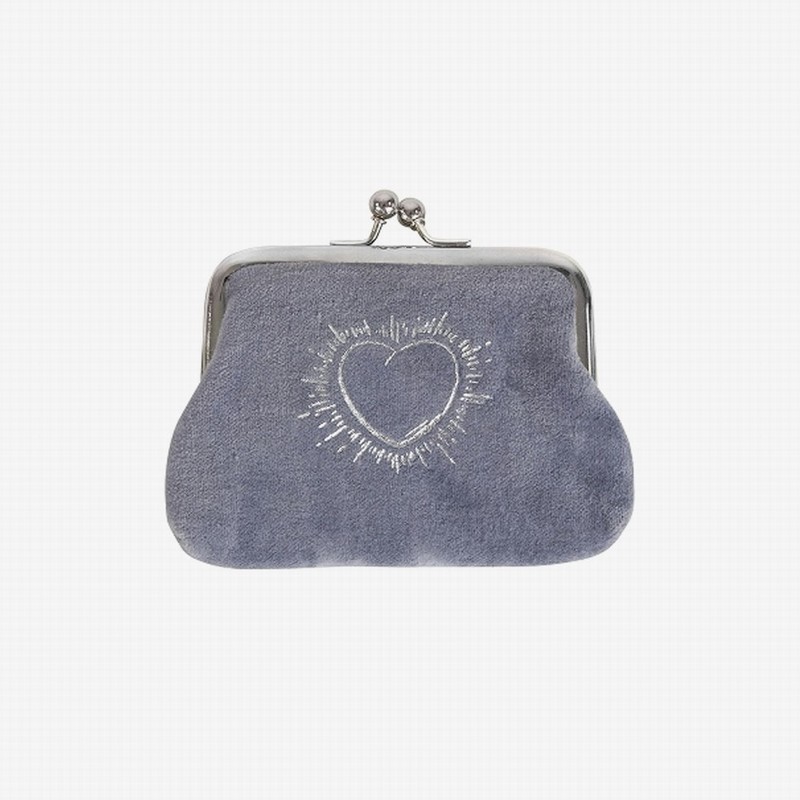 artebene clip coin pouch velvet blue heart sun