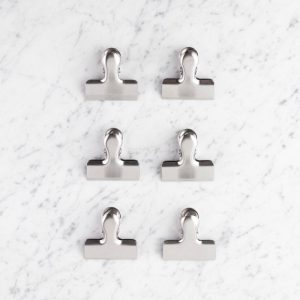 Set Of 6 Small Stainless Steel Bag Clips