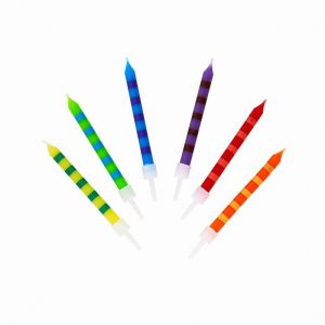 Birthday Striped Mulit-Coloured Candles – 24 Pack