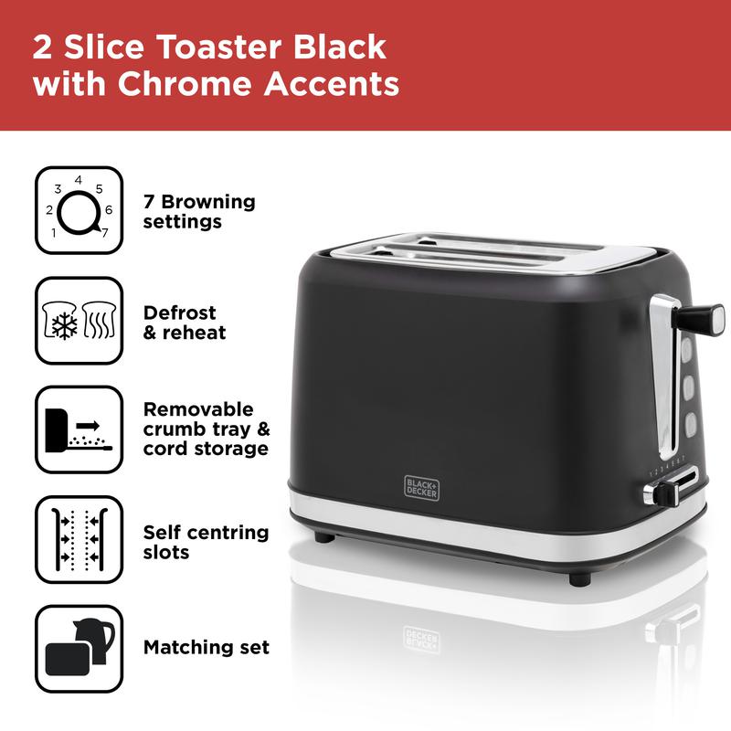 BLACK AND DECKER 2 SLICE TOASTER BLACK