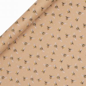 Wrapping Paper Roll Kraft Bees 3 metre