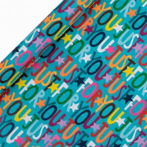 Wrapping Paper Roll Teal Just for You 4m