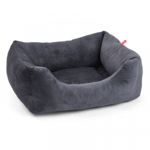 Charcoal Grey Velour Large Square Bed